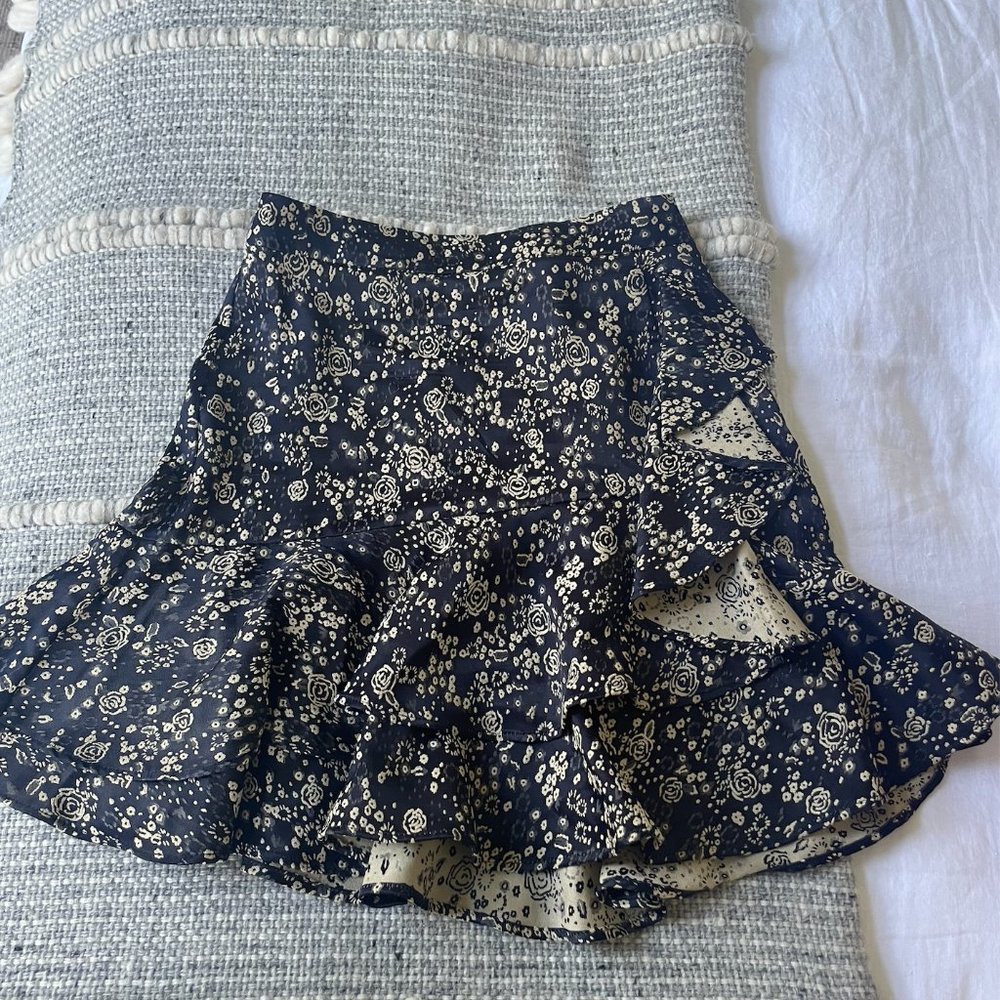 Zara satin ruffle mini skirt small
